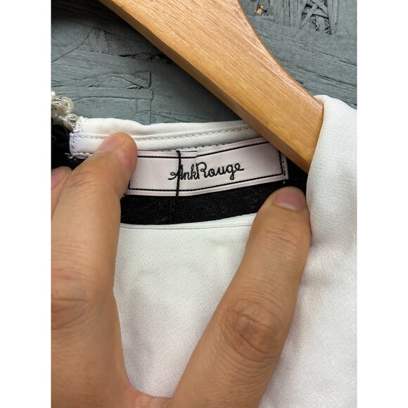 Ank Rouge Women’s Dress M Black White Long Sleeve Pearl Collar Gothic Lolita - Picture 5 of 12